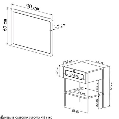 Cabeceira Solteiro 90cm E Mesa 1 Gaveta Arlo A10 Hanover-dourado - Mpozenato