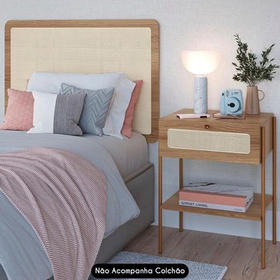Cabeceira Solteiro 90cm E Mesa 1 Gaveta Arlo A10 Hanover-dourado - Mpozenato