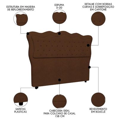 Cabeceira Casal Queen Cama 160cm Oregon I02 Bouclê Marrom - Mpozenato