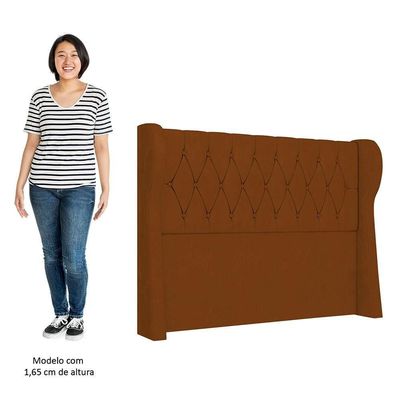 Cabeceira Casal King Cama 195cm Malva I02 Veludo Terracota - Mpozenato