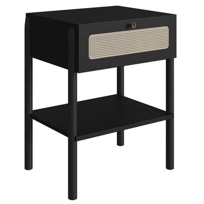 Cabeceira Solteiro 90cm E Mesa 1 Gaveta Arlo A10 Nero-preto - Mpozenato