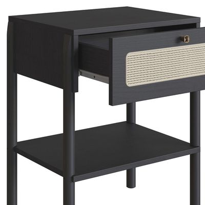 Cabeceira Solteiro 90cm E Mesa 1 Gaveta Arlo A10 Nero-preto - Mpozenato