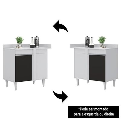 Balcão De Canto Reto Com Tampo 1 Porta Denver Branco-preto - Lumil