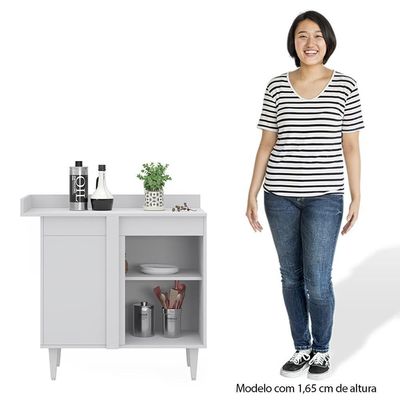 Balcão De Canto Reto Com Tampo 1 Porta Denver Branco-preto - Lumil