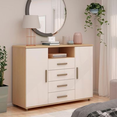 Comoda Berlim 2 Portas 4 Gavetas Freijo- Off White