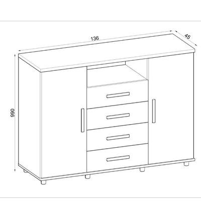 Comoda Berlim 2 Portas 4 Gavetas Freijo- Off White