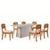 Mesa Diane 180cm Tampo Mdf Vidro Canto Copo Com 6 Cadeiras Veludo Creme /off /naturale /serig Off