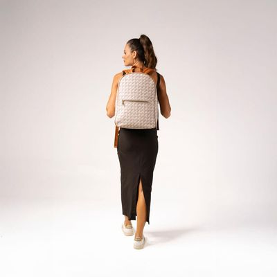 Mochila Feminina Média Monograma BG Bege M / Bege