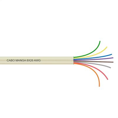 Cabo Manga 8x26 AWG - sem Blindagem Bege - 2 Metros