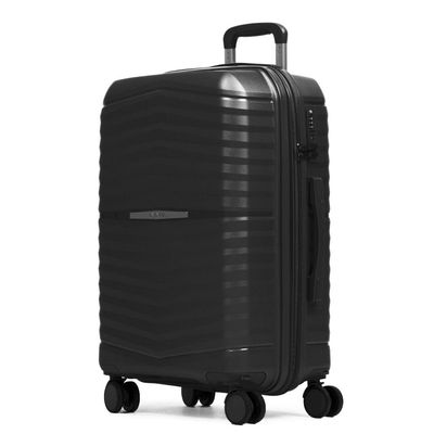 Mala Média 23 Kg Polipropileno 4 Rodas Hong Kong Preta M / Preto