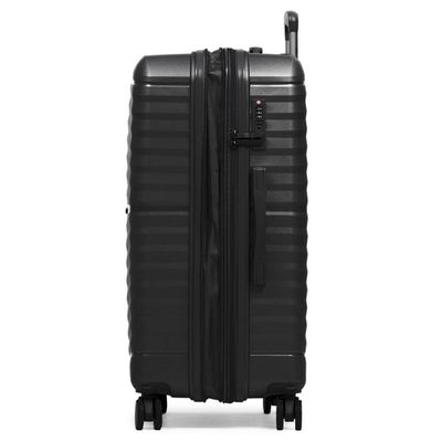 Mala de Viagem Grande 32 Kg Polipropileno 4 Rodas Hong Kong Preta G / Preto