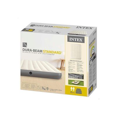 Colchão Inflável Casal Dura Beam Fiber Tech Queen Com Bomba Elétrica 110v Intex