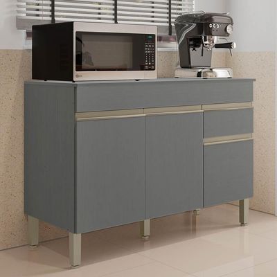 Balcão Gabinete Para Pia Com Tampo 120cm Lina K02 Gris - Mpozenato