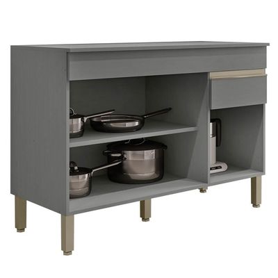 Balcão Gabinete Para Pia Com Tampo 120cm Lina K02 Gris - Mpozenato