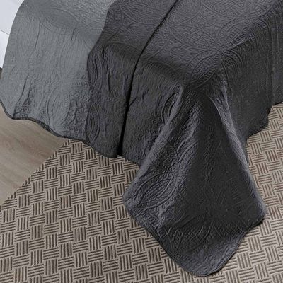 Kit Cobre Leito Colcha Munique King Microfibra Dupla Face Lisa 3 Peças - Cinza