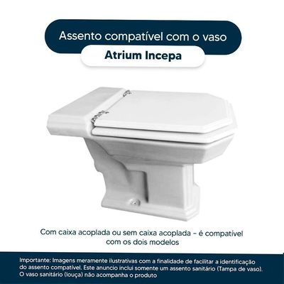 Tampa De Vaso Poliéster Atrium Branco Para Bacia Incepa Com Proteção Antimicrobiana