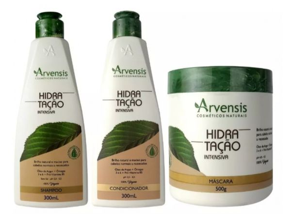 Kit Arvensis Hidratação Shampoo Condicionador Mascara 500g