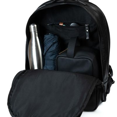Mochila Masculina de Couro para Notebook Arpoador Preta U / Preto