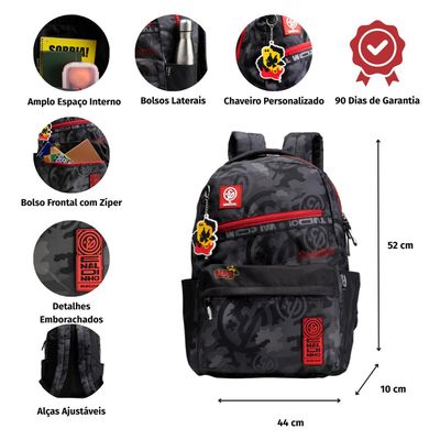 Mochila Escolar Masculina Infantil Enaldinho Preta U / Preto