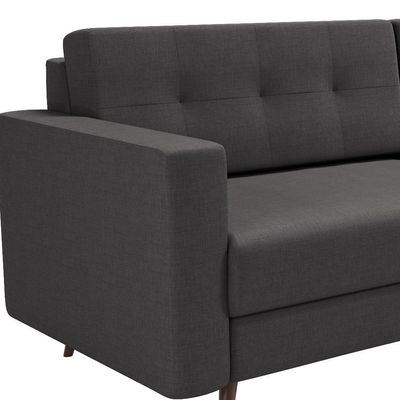 Sofá 3 Lugares Pé Palito Living Linho Cotton Grafite 180 cm