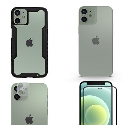 Película Defender Glass + Câmera + Nano Traseira + Capa Dual Shock Para iPhone 12 Mini - Gshield