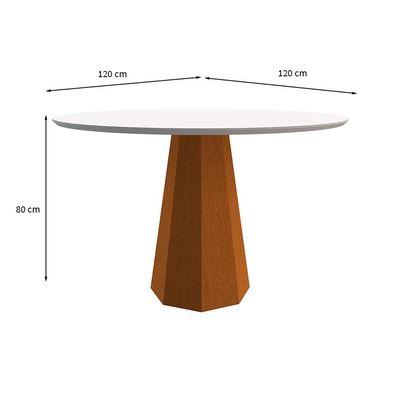 Mesa de Jantar Redonda com Tampo de Vidro Isis Off White e Ype 117 cm