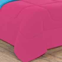 Kit Edredom Malha 100% Algodão Gran Moratta 2 Peças Solteiro - Pink -azul Turquesa