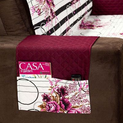 Protetor Sofa cor utilizada Estampado Isabela 2 E 3 Lugares - Floral Vinho