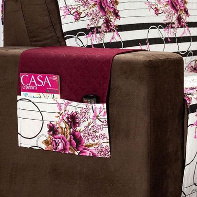 Protetor Sofa cor utilizada Estampado Isabela 2 E 3 Lugares - Floral Vinho