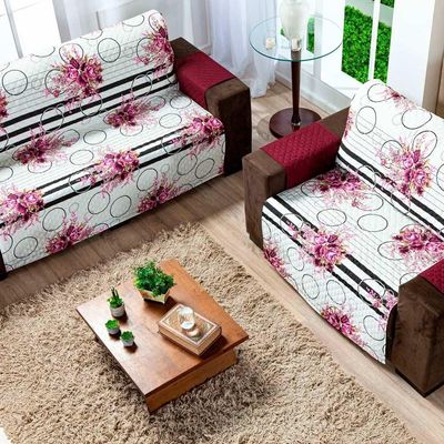 Protetor Sofa cor utilizada Estampado Isabela 2 E 3 Lugares - Floral Vinho