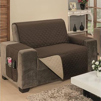 Protetor De Sofá Dupla Face Impermeável Mr 2 Lugares - Marrom-cáqui - Alta Padrão de Fabricação
