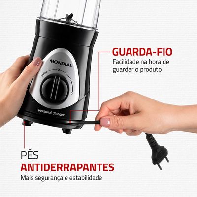 Personal Blender, Mondial, Preto/Prata, 300W, 110V - DG-01