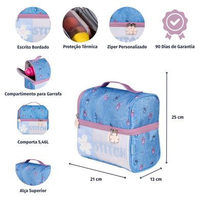 Lancheira Térmica Infantil Feminina Stitch Azul U / Azul