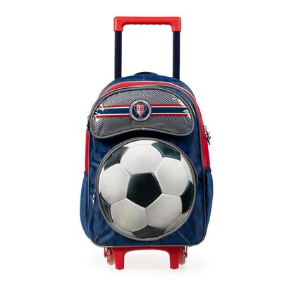 Mochila de Rodinha Infantil Masculina Futebol Azul U / Azul escuro