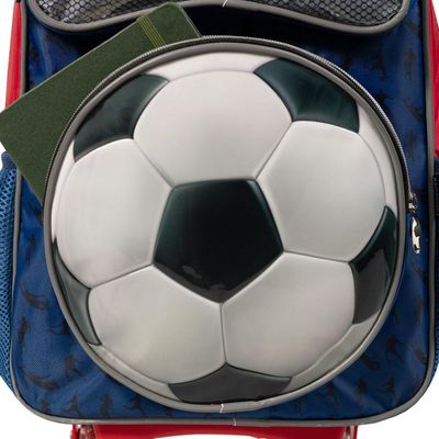 Mochila de Rodinha Infantil Masculina Futebol Azul U / Azul escuro
