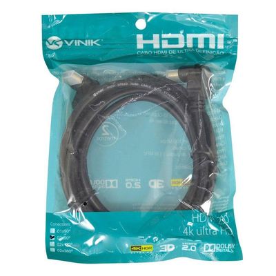 Cabo Hdmi 2.0 4k 1 Conector 90º 2 Metros H2090-2