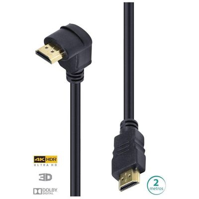 Cabo Hdmi 2.0 4k 1 Conector 90º 2 Metros H2090-2