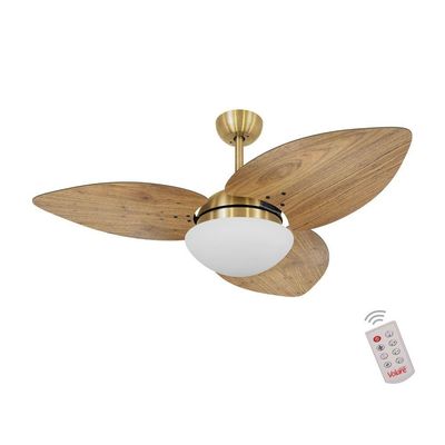 Ventilador De Teto Dourado 3 Pás Rádica Freijó 127V 110V