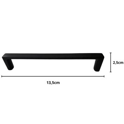 Kit 6 Puxadores Oeiras 13,5cm Preto Fosco Torralba Gavetas Roupeiros Armários Cozinha
