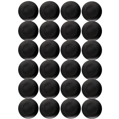 Kit 24 Pratos Plásticos 18cm Rasos Redondos Pretos Coza Sobremesa Mesa Posta