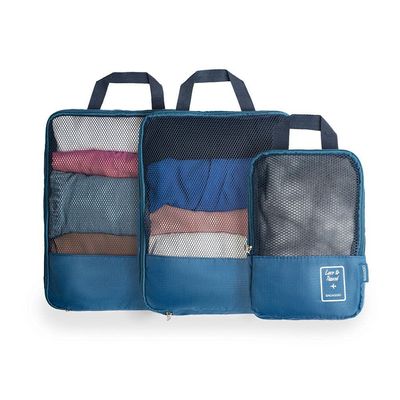 Kit Organizador de Mala 3 Peças Azul U / Azul