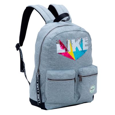 Mochila Infantil Feminina Moletom Like  Cinza U / Cinza