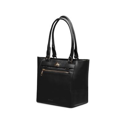 Bolsa de Ombro Feminina Tote Torniquete Preta M / Preto