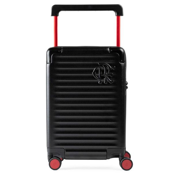 Mala de Bordo Flamengo 10 Kg Policarbonato 4 Rodas Premium Oficial Preta P / Preto