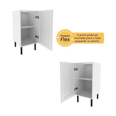 Balcão De Cozinha Em Mdf Com Tampo E 1 Porta 40cm Multimóveis Cr20464 Branco Carvalho Tropical