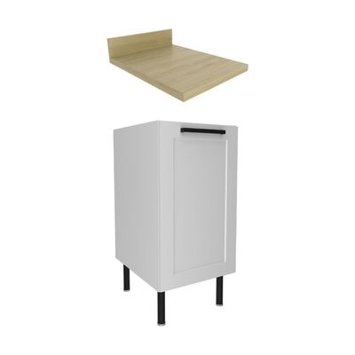 Balcão De Cozinha Em Mdf Com Tampo E 1 Porta 40cm Multimóveis Cr20464 Branco Carvalho Tropical
