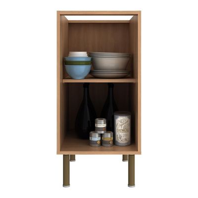 Balcão De Cozinha Com Tampo E 1 Porta 40cm Multimóveis Cr20458 Freijó Mármore Branco