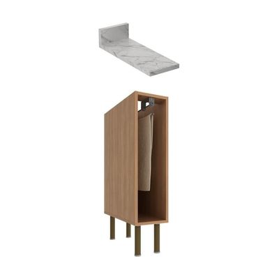 Balcão De Cozinha Com Tampo E Porta Toalhas 20cm Multimóveis Cr20459 Freijó Mármore Branco