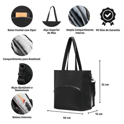 Bolsa Executiva Feminina Donna Preta U / Preto