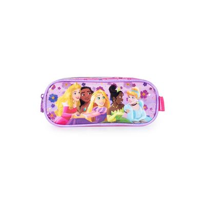 Estojo Escolar Feminino 3 Compartimentos Disney Princesas Premium Rosa U / Rosa